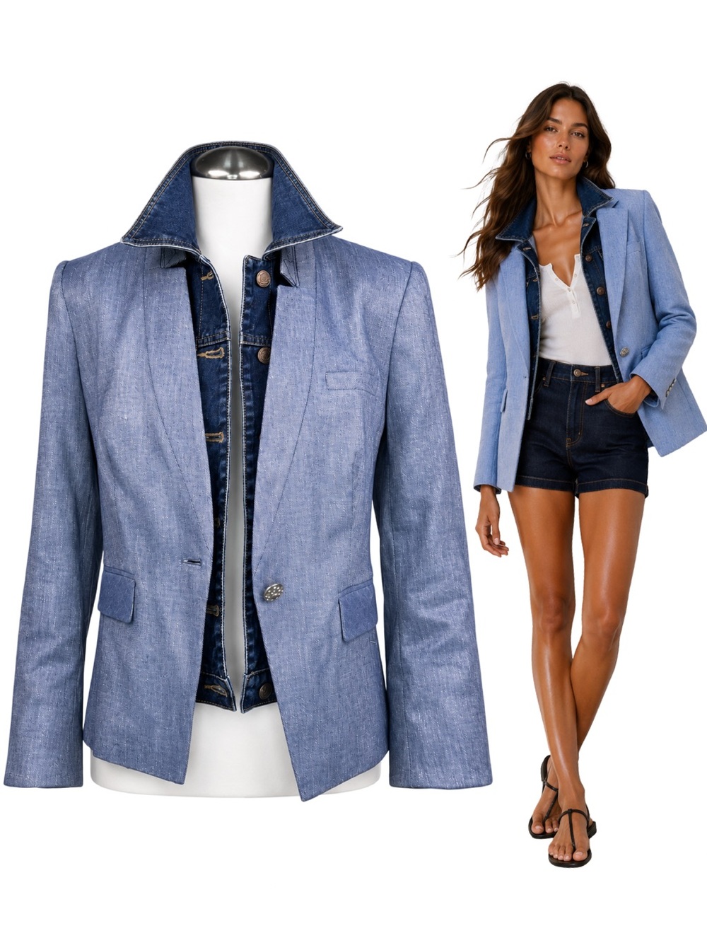 $695 VERONICA BEARD "Fiona" Dickey Blazer Jacket Sz 6 Blue